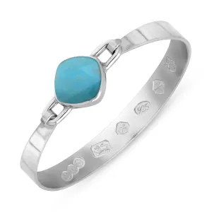 Sterling Silver Turquoise Queen's Jubilee Hallmark Wide Cushion Bangle D