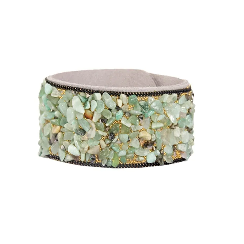 Stone Bracelets For Women Wrap Cuff Slake Leather