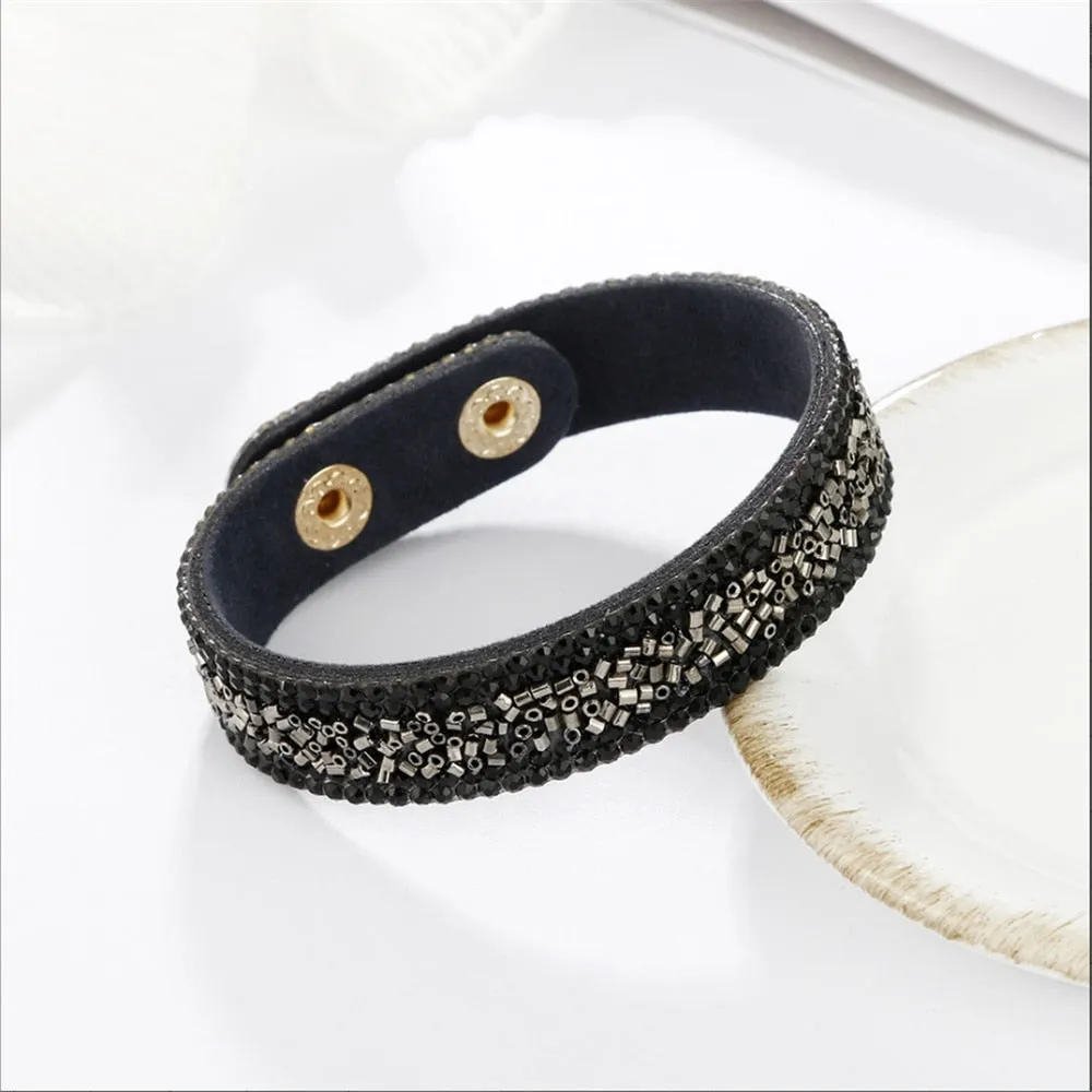 Stone Bracelets For Women Wrap Cuff Slake Leather