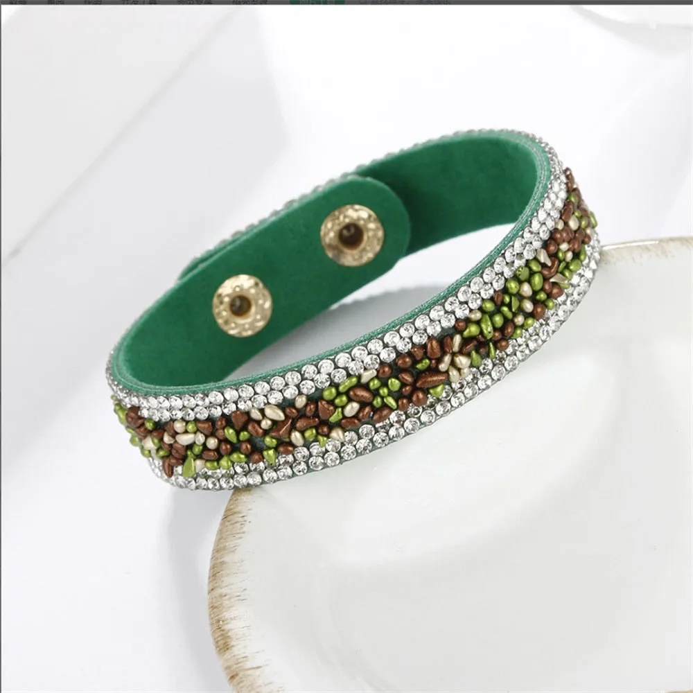 Stone Bracelets For Women Wrap Cuff Slake Leather