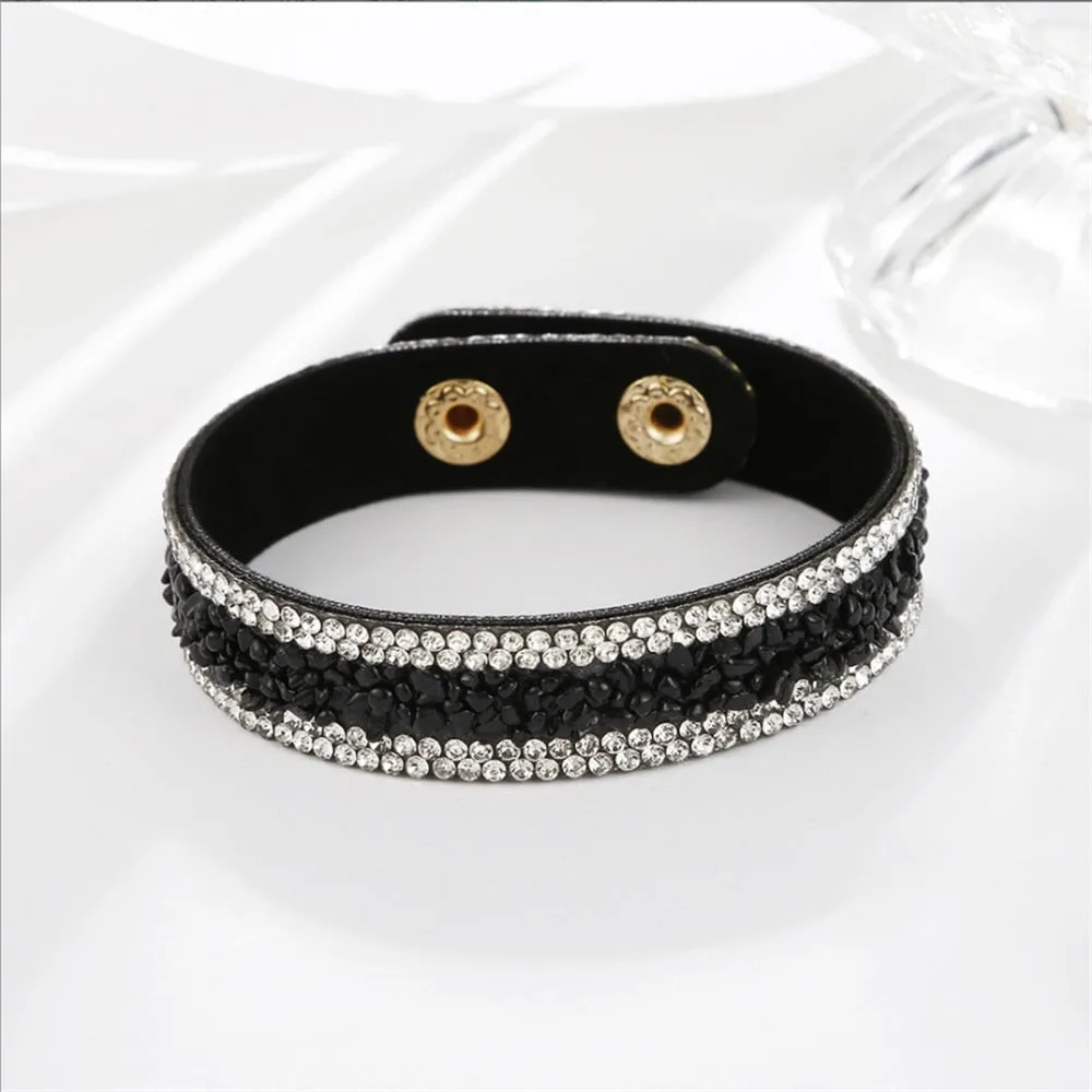Stone Bracelets For Women Wrap Cuff Slake Leather