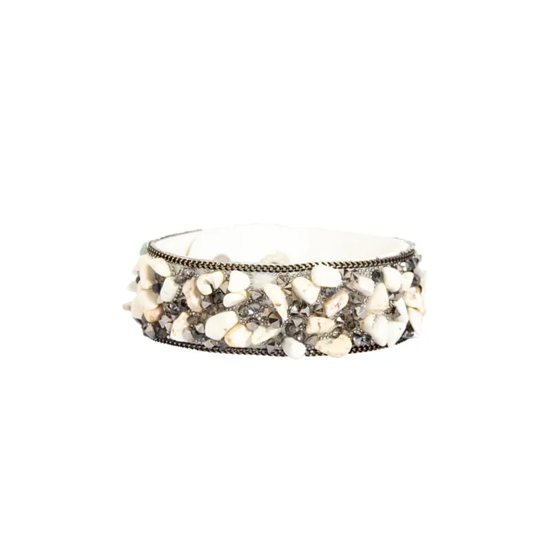 Stone Bracelets For Women Wrap Cuff Slake Leather