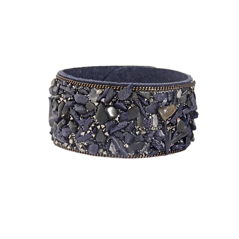 Stone Bracelets For Women Wrap Cuff Slake Leather
