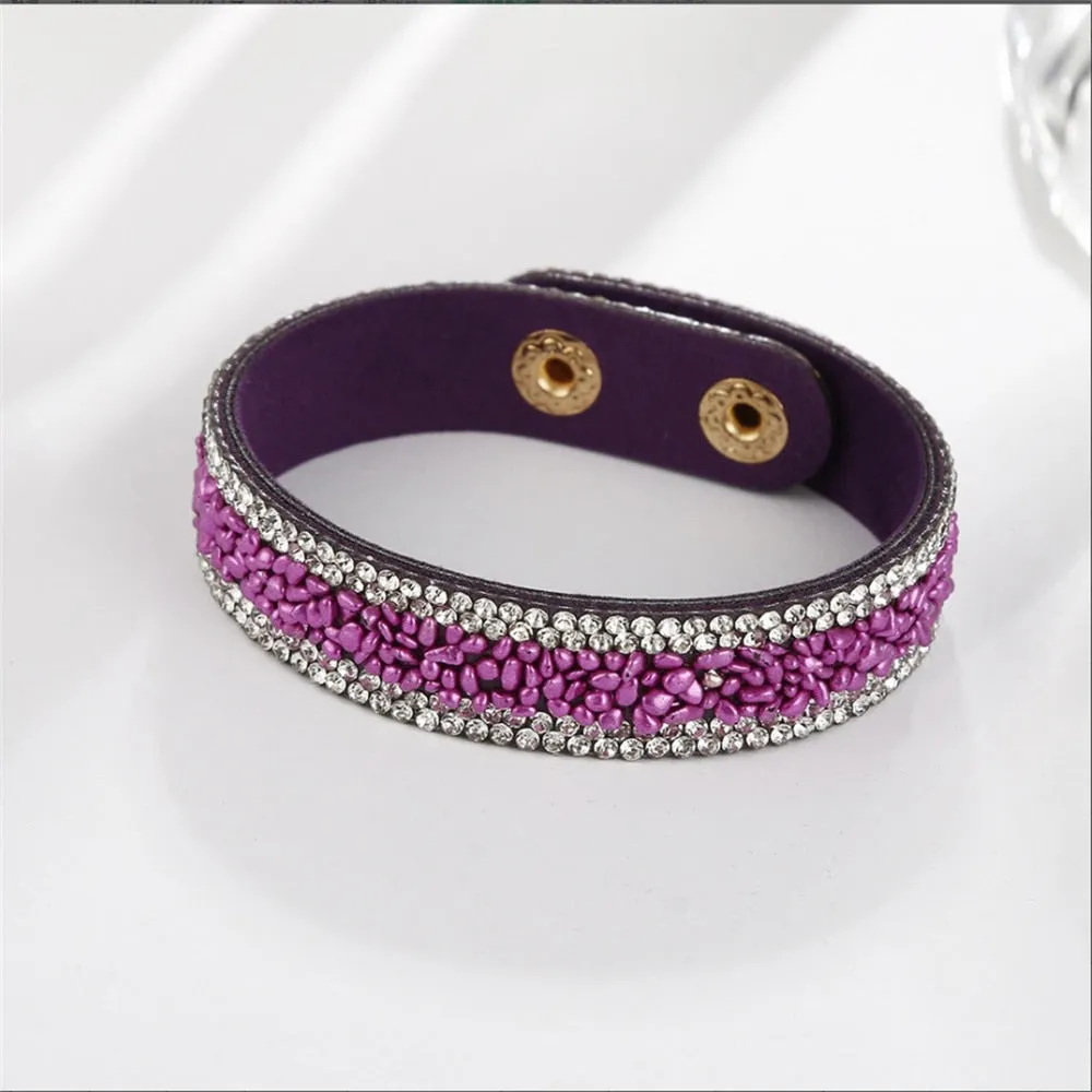 Stone Bracelets For Women Wrap Cuff Slake Leather