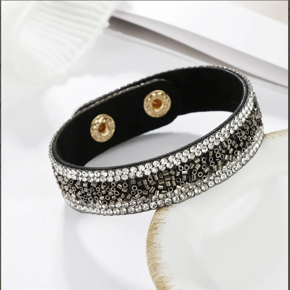 Stone Bracelets For Women Wrap Cuff Slake Leather