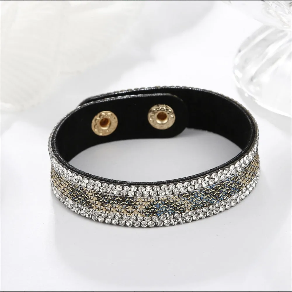 Stone Bracelets For Women Wrap Cuff Slake Leather