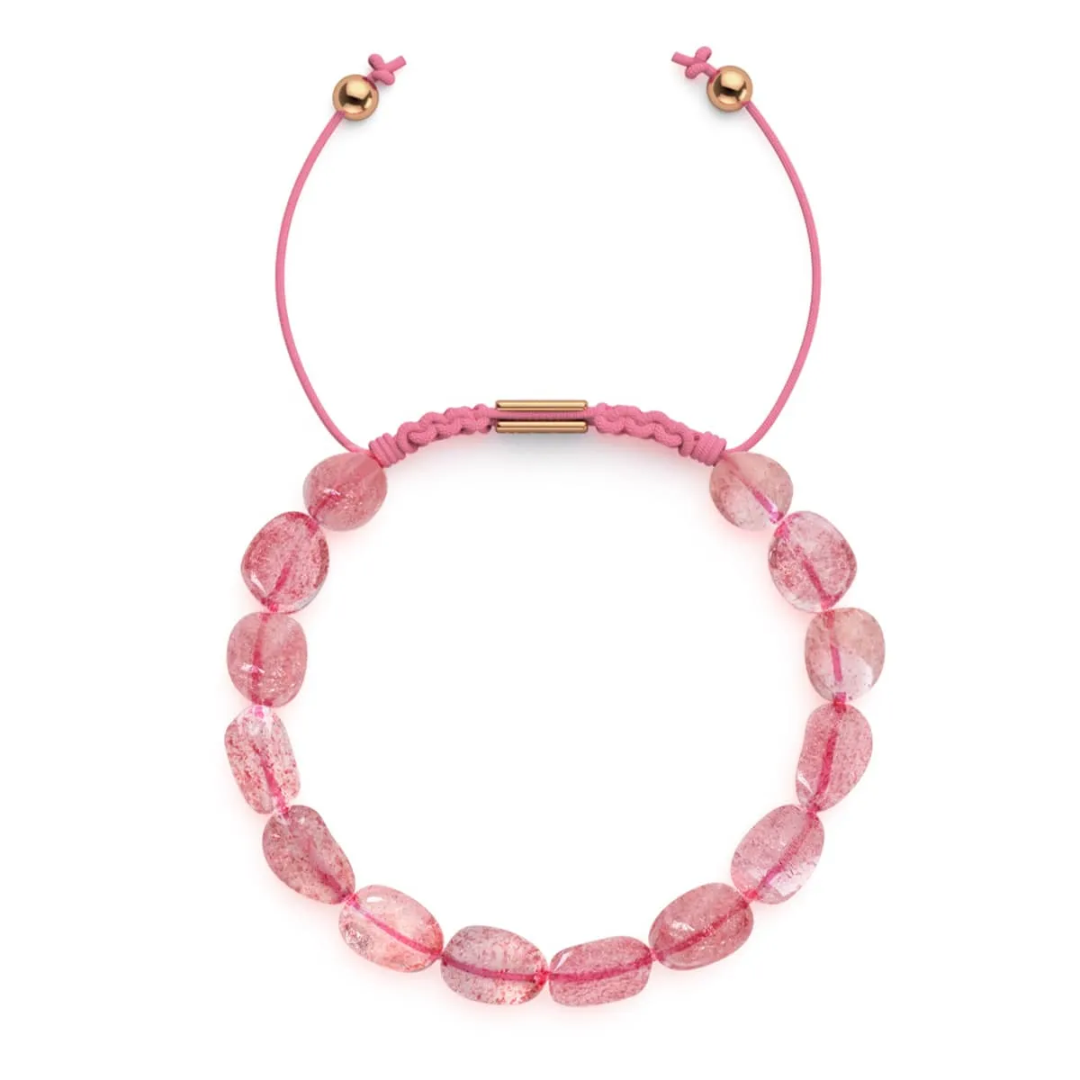 Strawberry Quartz | Gold | Gemstone Pebble Macrame Bracelet