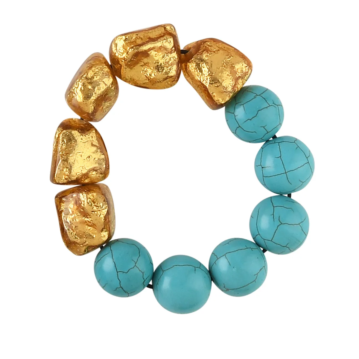 STRETCH NUGGET AND HOWLITE BRACELET SET. SET OF TWO