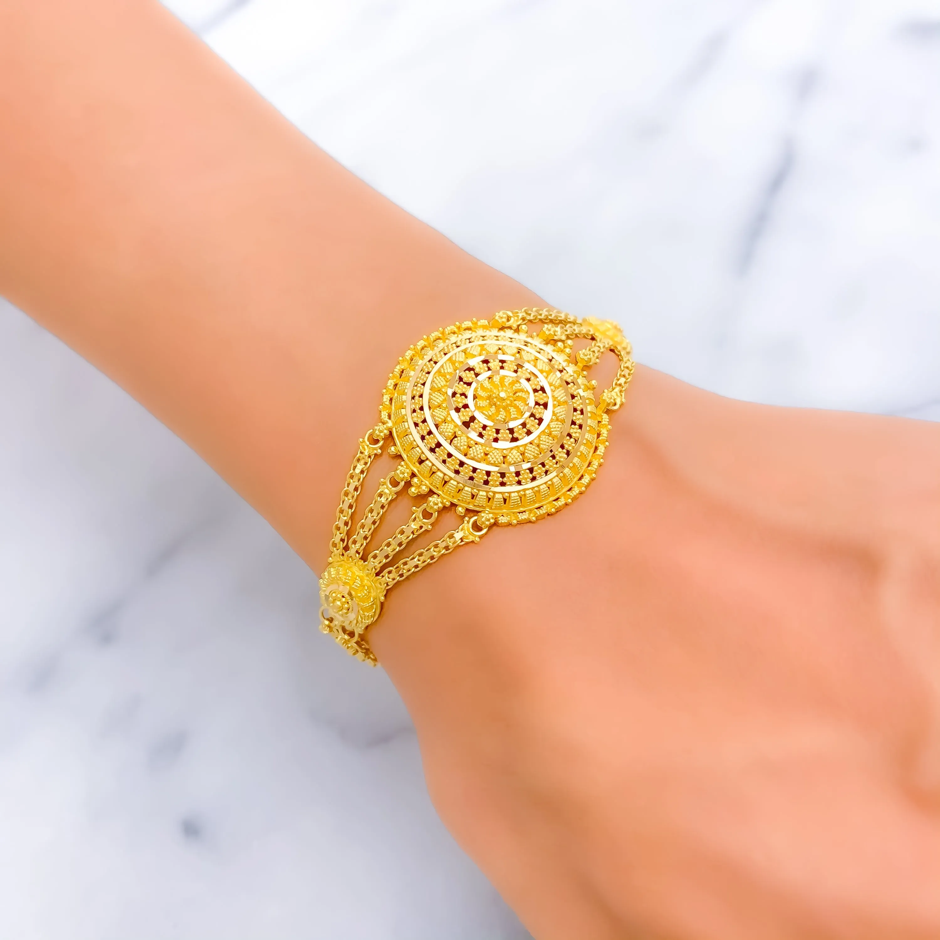 Stunning Elevated 22k Gold Semi-Statement Bracelet