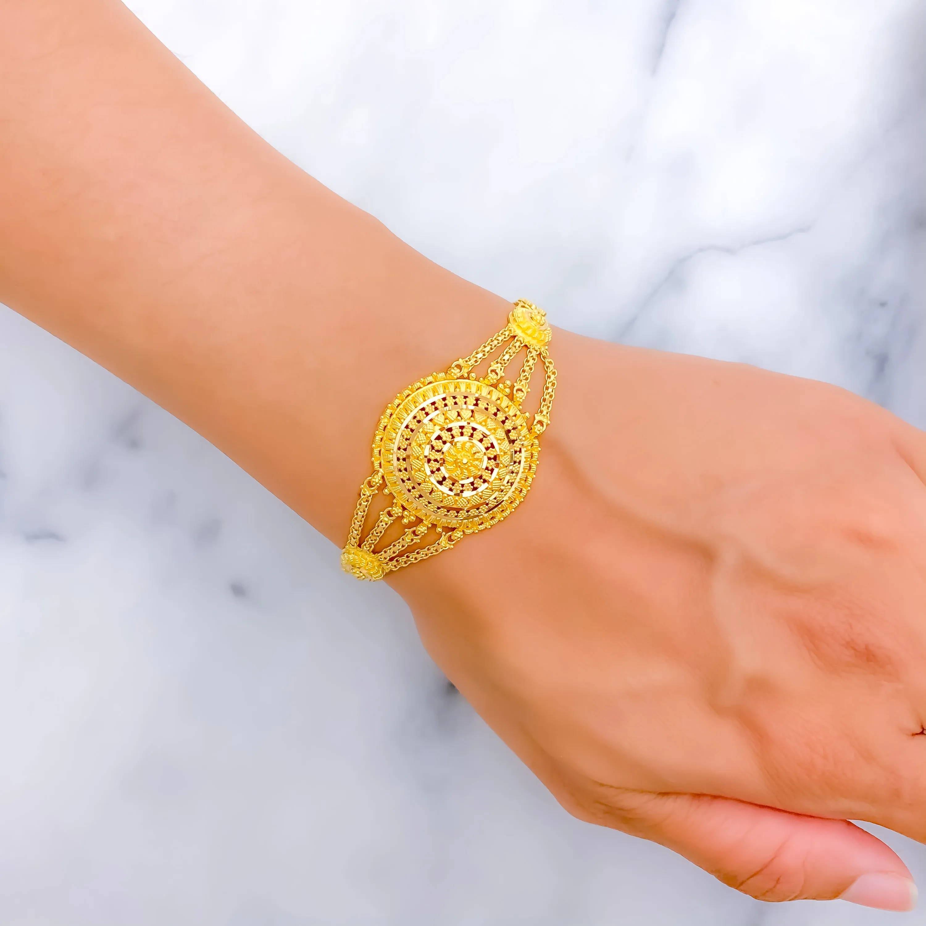 Stunning Elevated 22k Gold Semi-Statement Bracelet