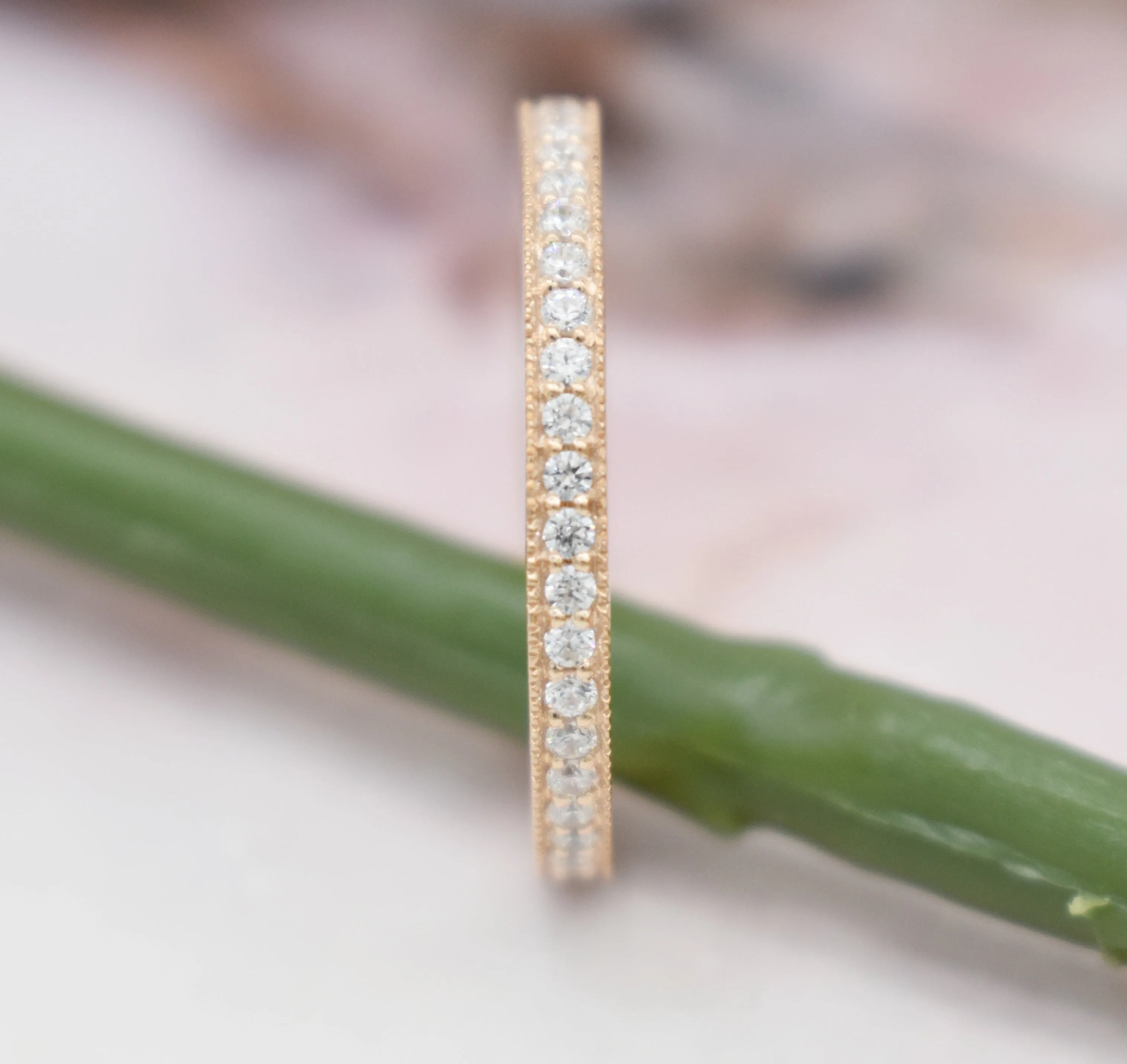 STUNNING STACKABLE DIAMOND| 14K SOLID ROSE GOLD| WEDDING BAND| ANNIVERSARY GIFT| ENGAGEMENT RING| APRIL BIRTHSTONE