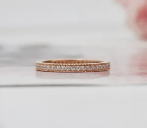 STUNNING STACKABLE DIAMOND| 14K SOLID ROSE GOLD| WEDDING BAND| ANNIVERSARY GIFT| ENGAGEMENT RING| APRIL BIRTHSTONE