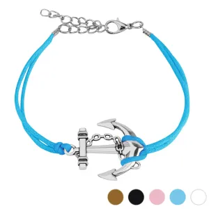 Stylish Adjustable Cast Iron Large Anchor Leatherette Bracelet. Available in 5 Colors.