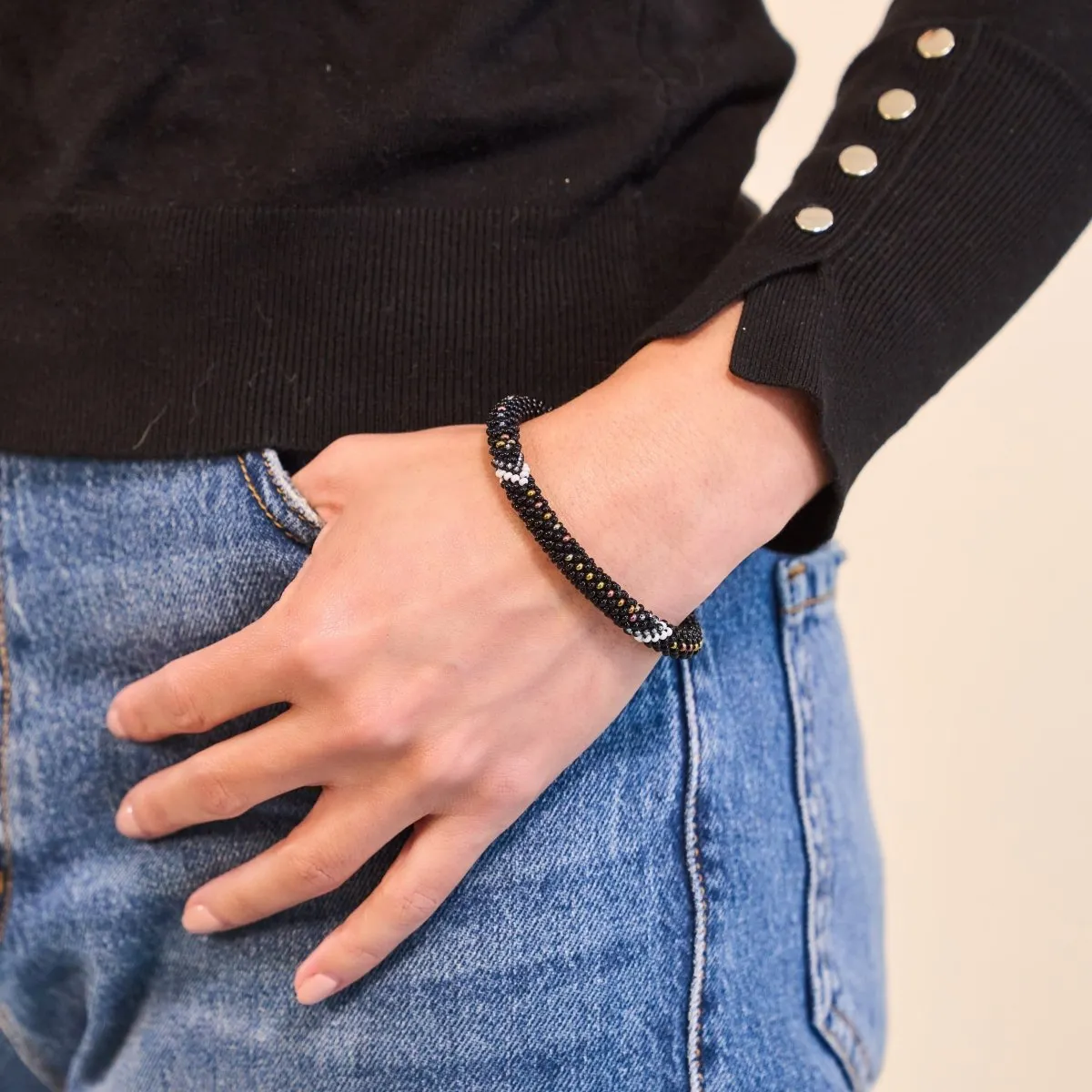 Sundown Dahlia | Himalayan Glass Bead Bracelet