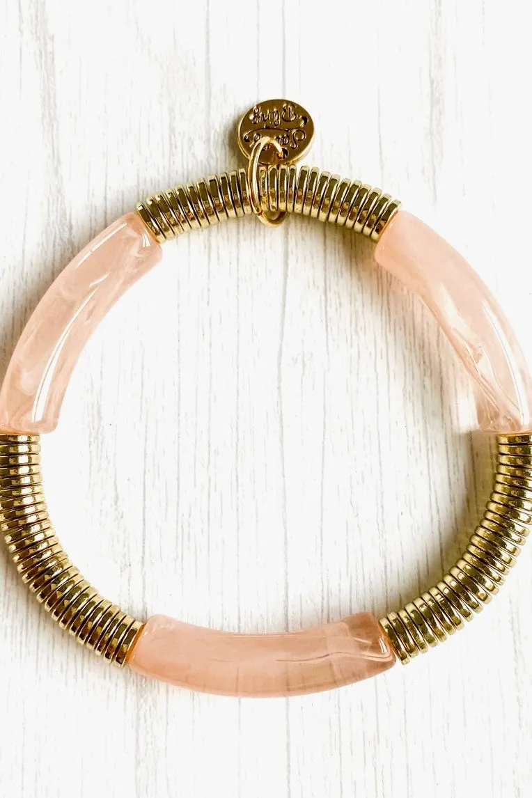 Tan Marble & Gold Bracelet