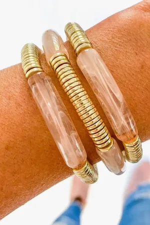 Tan Marble & Gold Bracelet