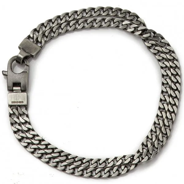 Tateossian Men's Grumette Duo Curb Link Bracelet, Oxidized Silver