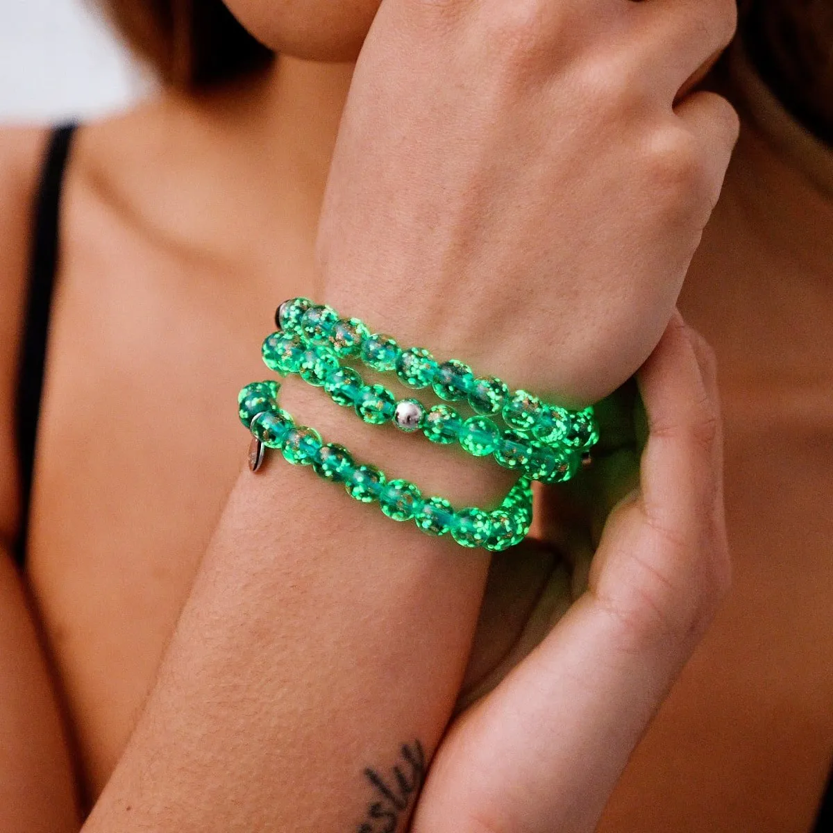 Teal | .925 Sterling Silver | Firefly Glass Bracelet