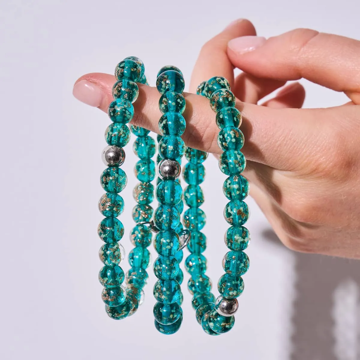 Teal | .925 Sterling Silver | Firefly Glass Bracelet