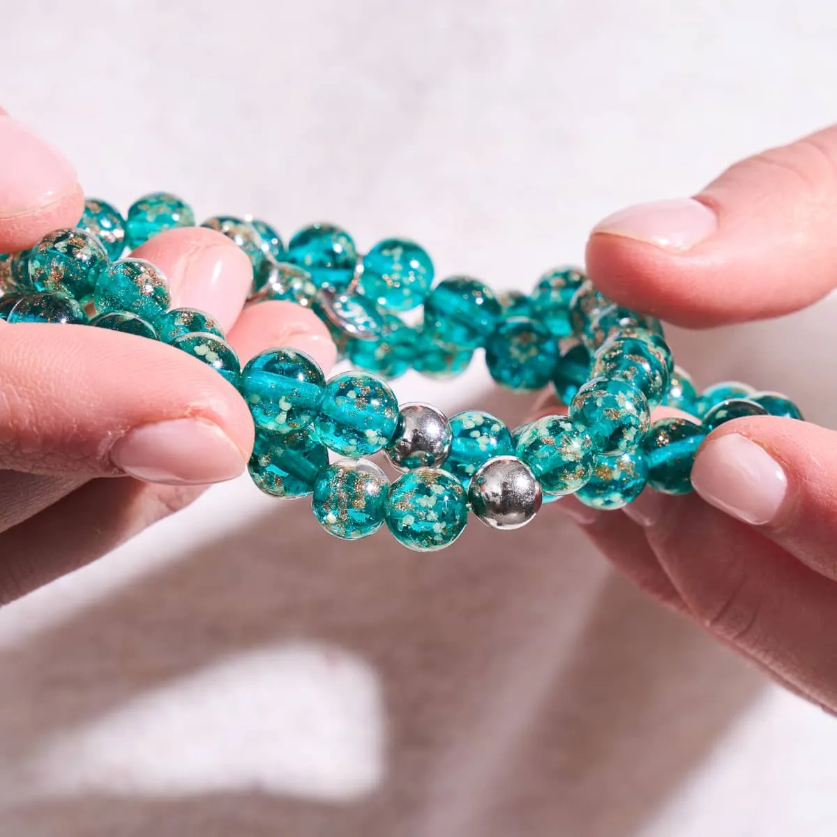 Teal | .925 Sterling Silver | Firefly Glass Bracelet