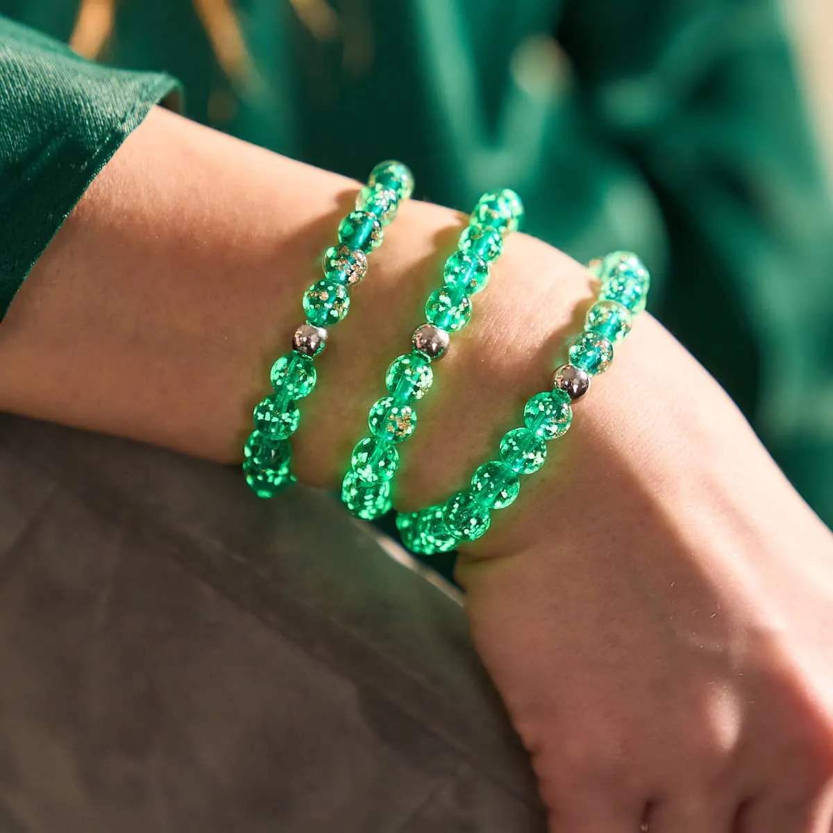 Teal | .925 Sterling Silver | Firefly Glass Bracelet