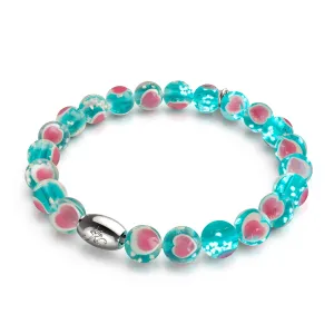 Teal x Pink | .925 Sterling Silver | Firefly Glass Love Bracelet