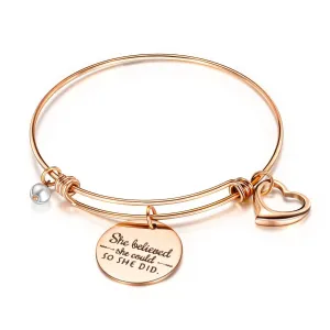Teenagers' Bracelets:  Surgical Steel, Rose Gold IP, Expanding Inspiration Bangles