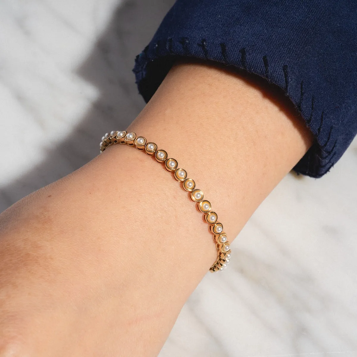 Tennis Bracelet in Pearl