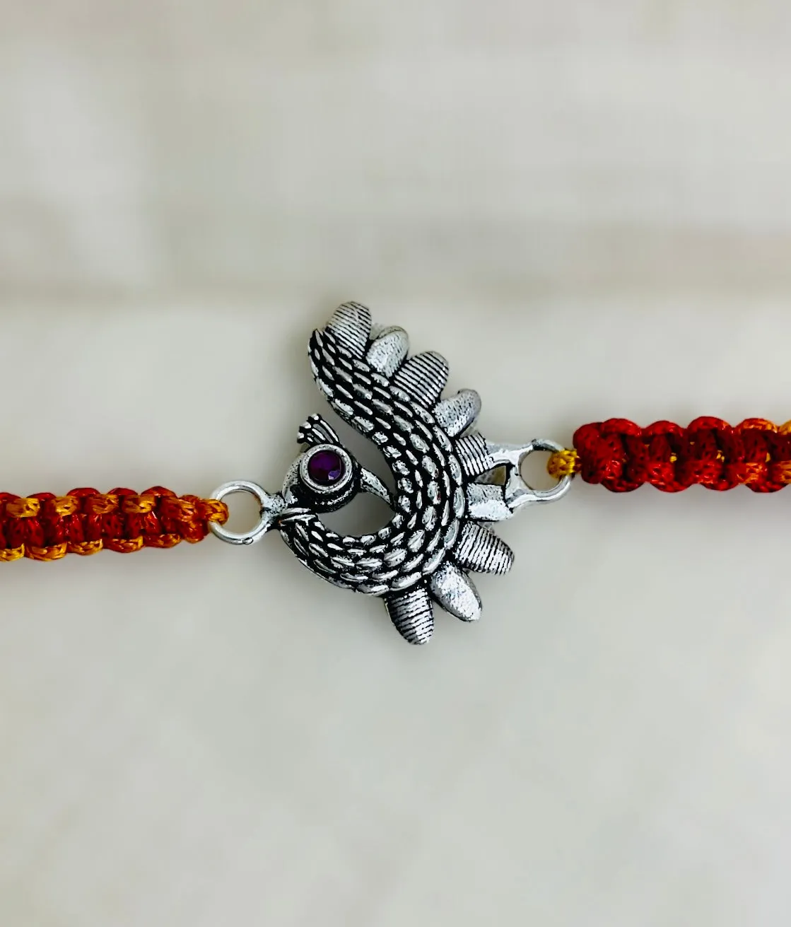 The Yajvan Peacock Silver Rakhi