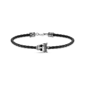 Thomas Sabo Leather Bracelet Skull 19cm