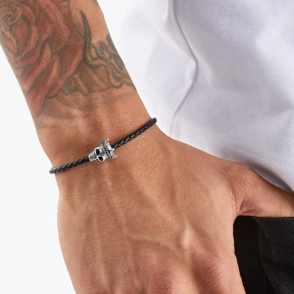 Thomas Sabo Leather Bracelet Skull 19cm