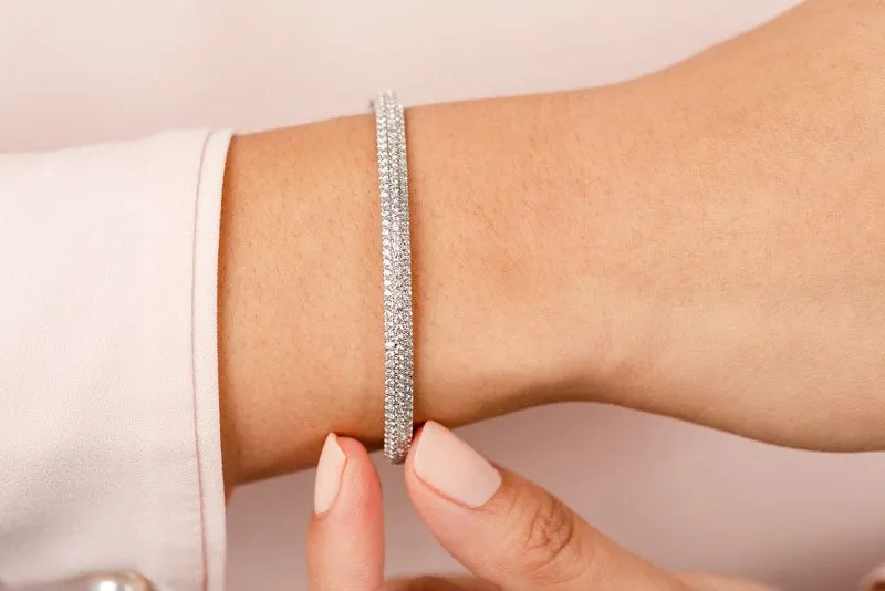 Three Row Pave Lab-Grown Diamond Bangle with 2.30 ct.(finished) 1.5mm