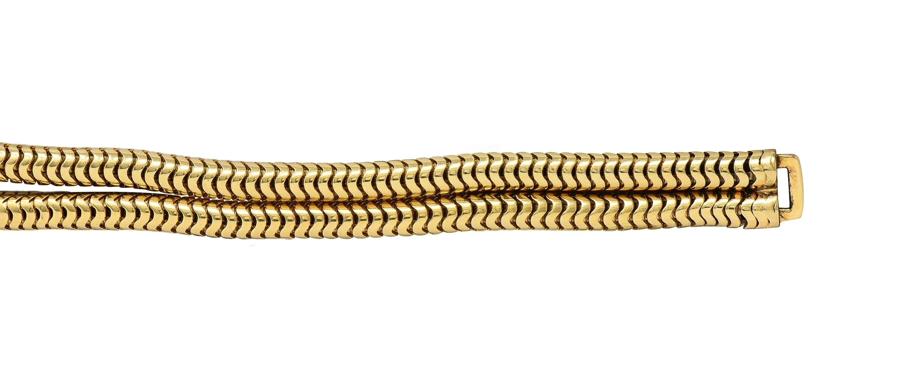 Tiffany & Co. Retro Diamond Ruby Platinum 14 Karat Yellow Gold Vintage Snake Chain Buckle Bracelet