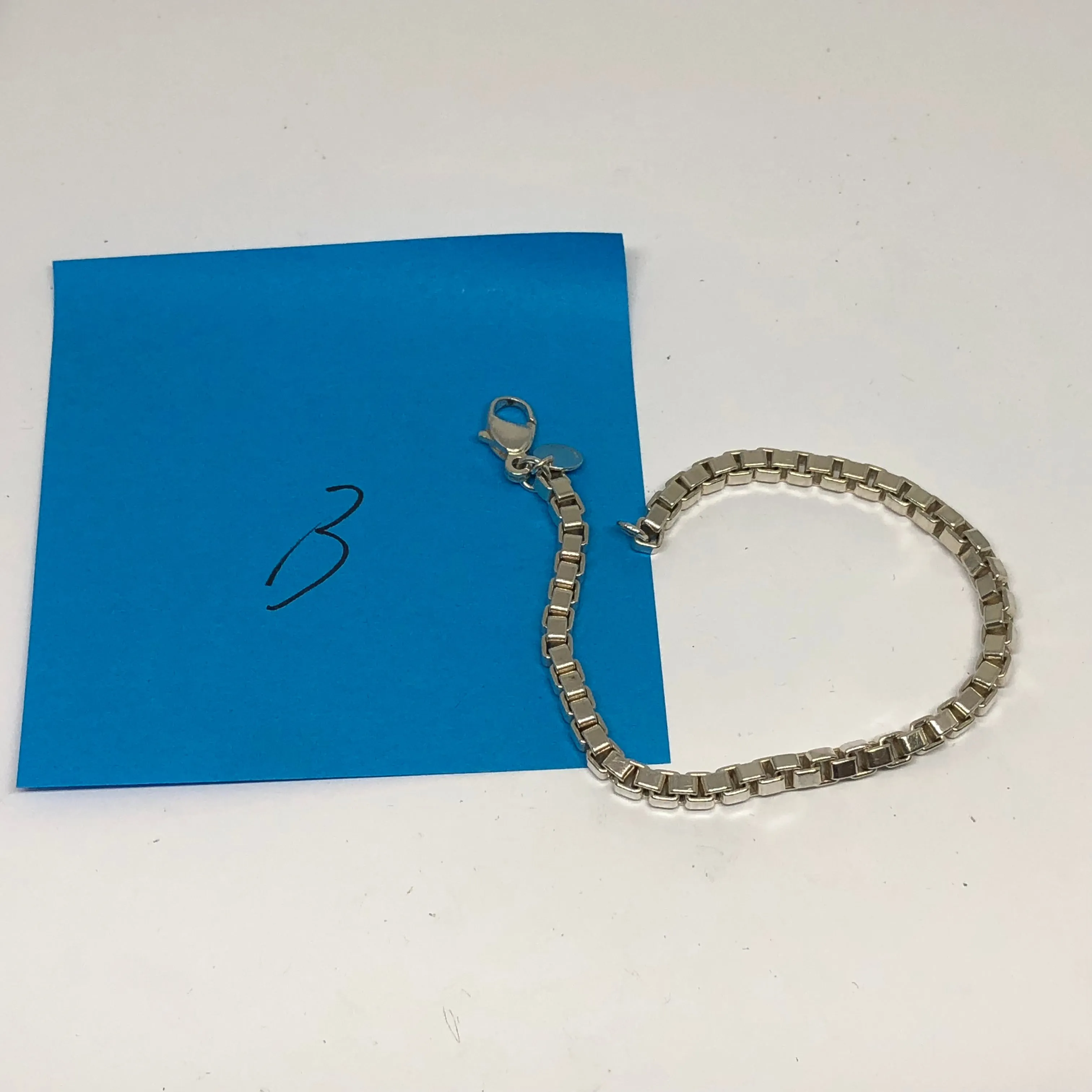 Tiffany & Co Sterling Silver Venetian Box Link  7.5" B