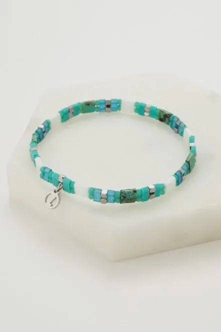 Tile Bracelet - Aqua Silver