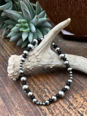 Tilly Navajo Pearl & Stone Stretch Bracelet
