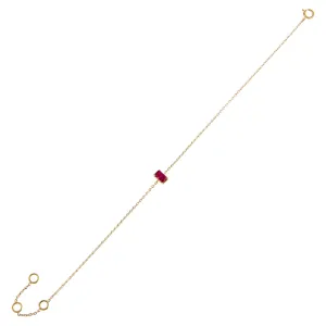 Tiny Diamond Colored Baguette Bracelet 14K