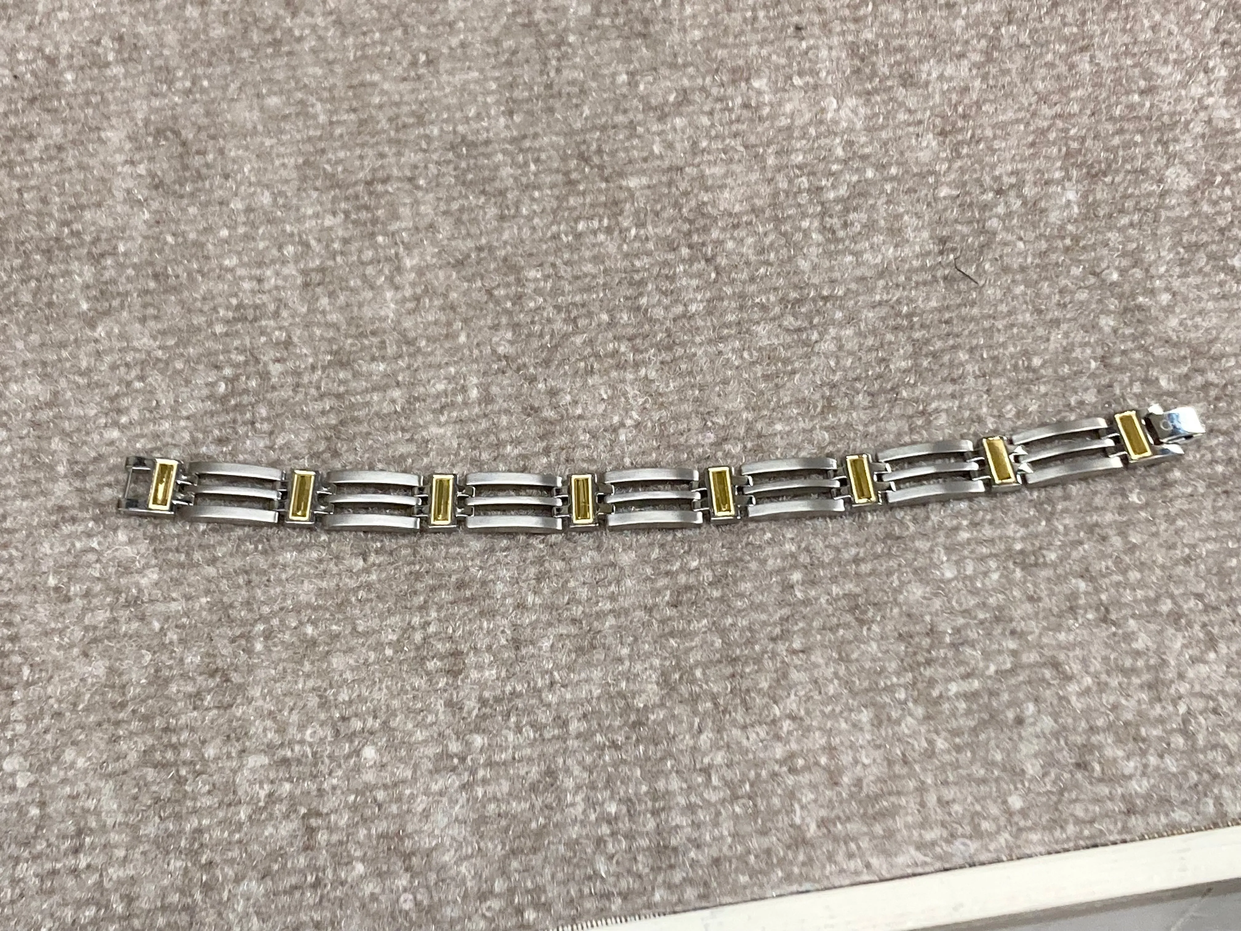 Titanium And Yellow Ip Plating Long Bracelet