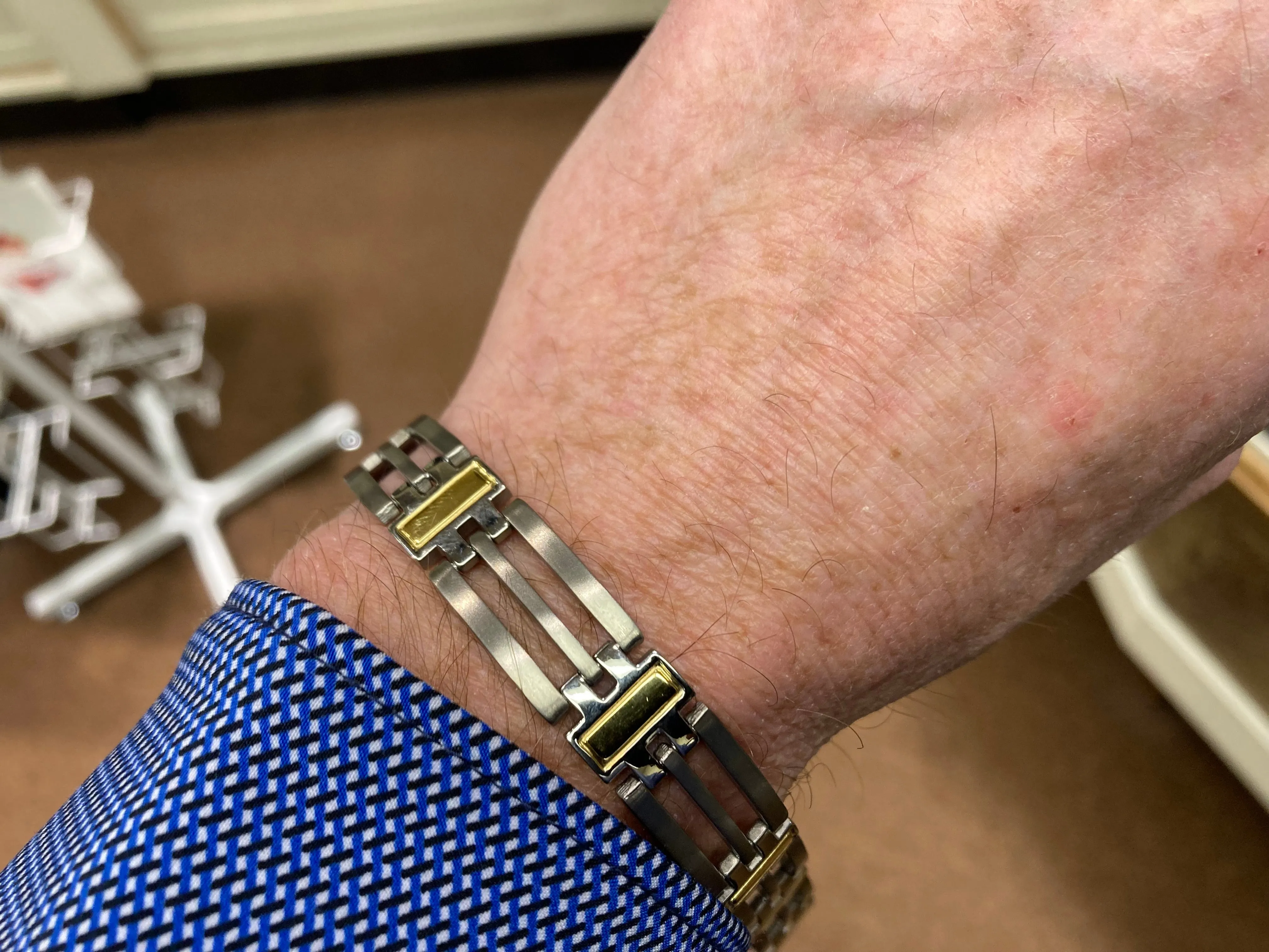 Titanium And Yellow Ip Plating Long Bracelet