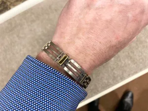 Titanium And Yellow Ip Plating Long Bracelet