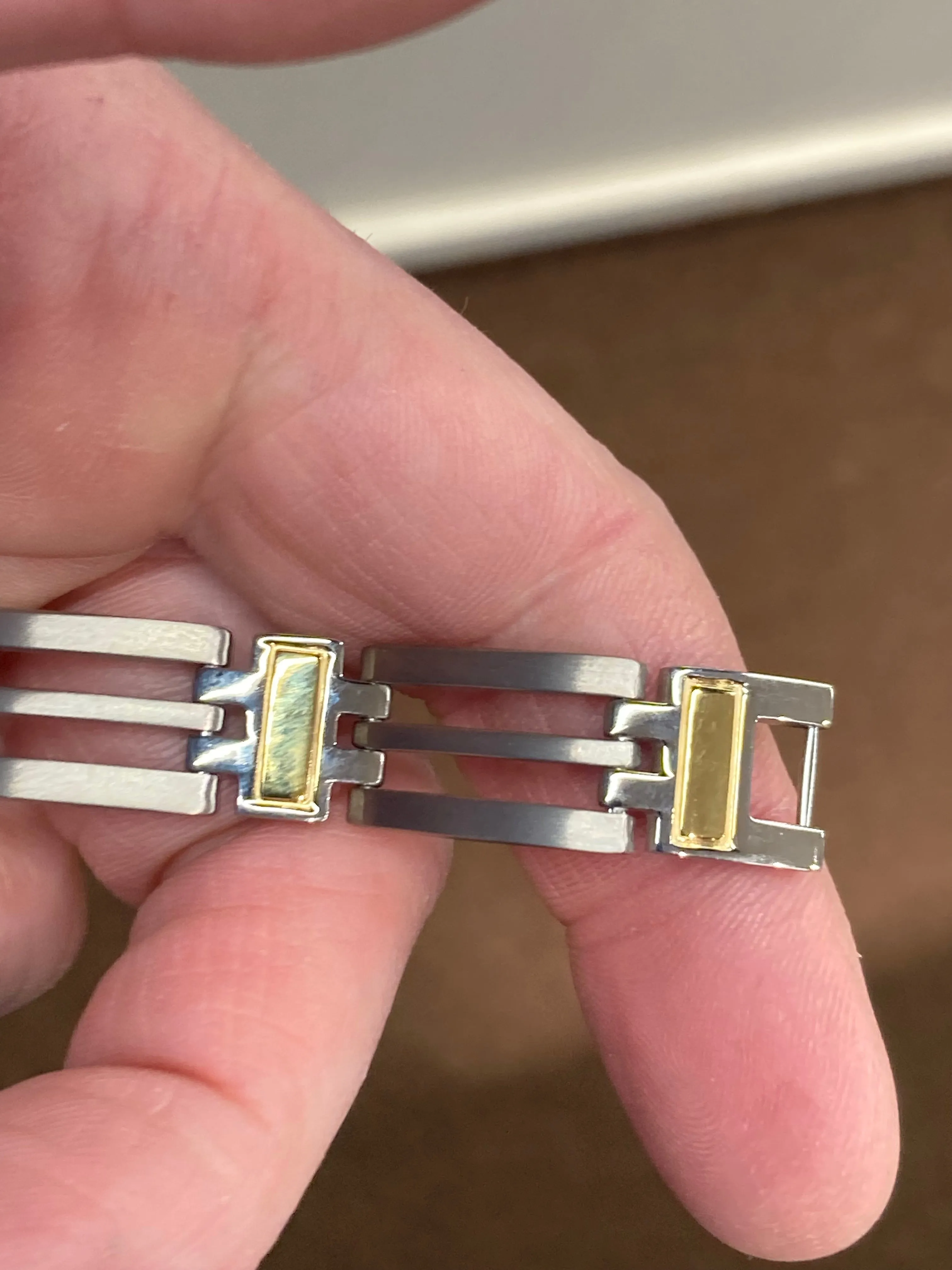 Titanium And Yellow Ip Plating Long Bracelet