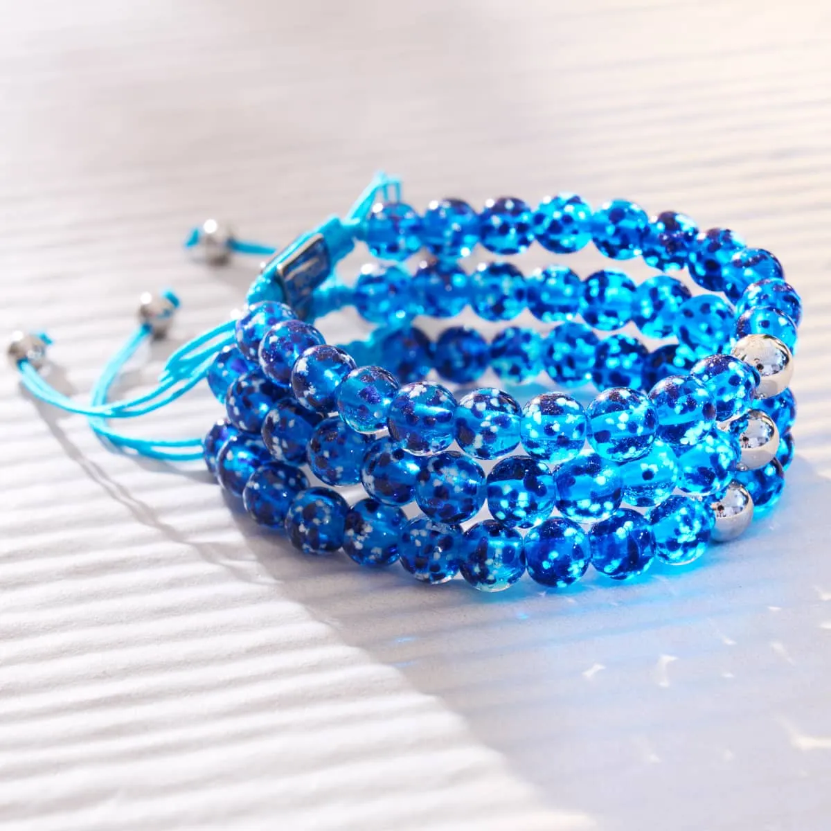 Topaz Flame | Silver | Firefly Glass Macrame Bracelet