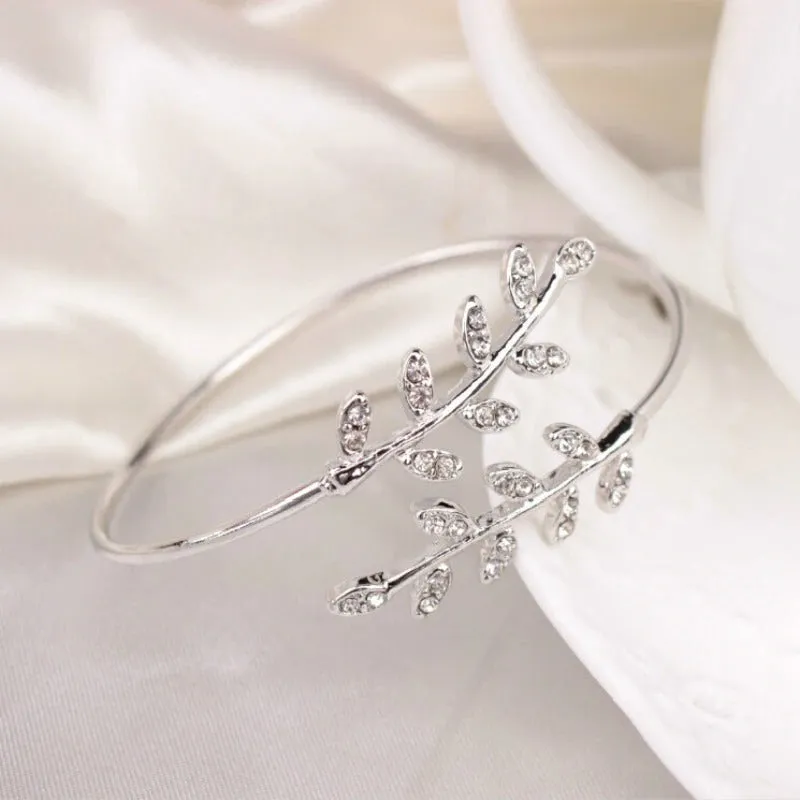 Tree Leaf Insert Crystal Bracelet