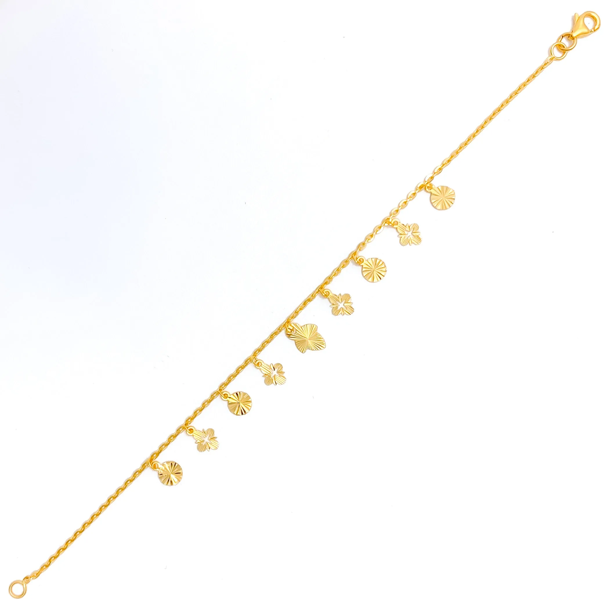 Trendy Stately 22K Gold Charm Bracelet
