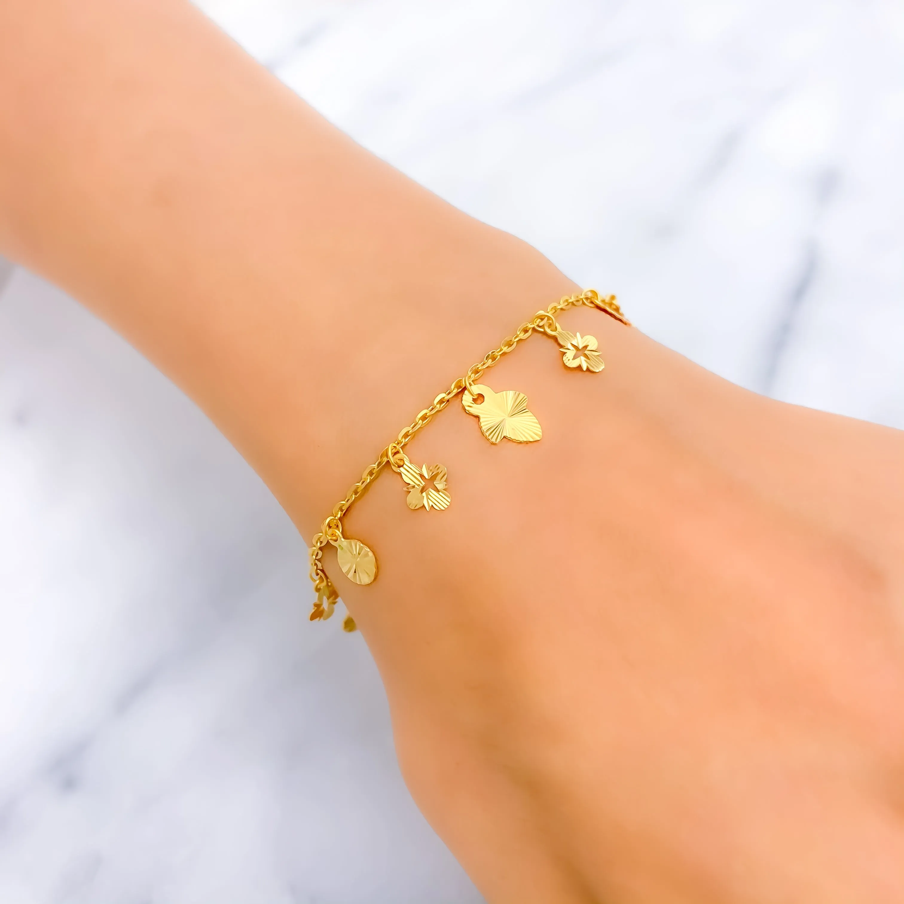 Trendy Stately 22K Gold Charm Bracelet