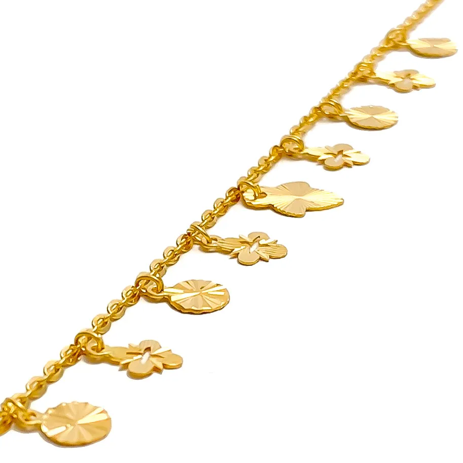 Trendy Stately 22K Gold Charm Bracelet