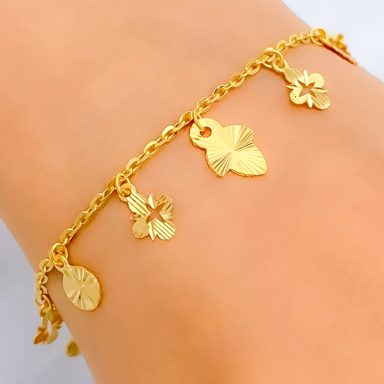 Trendy Stately 22K Gold Charm Bracelet