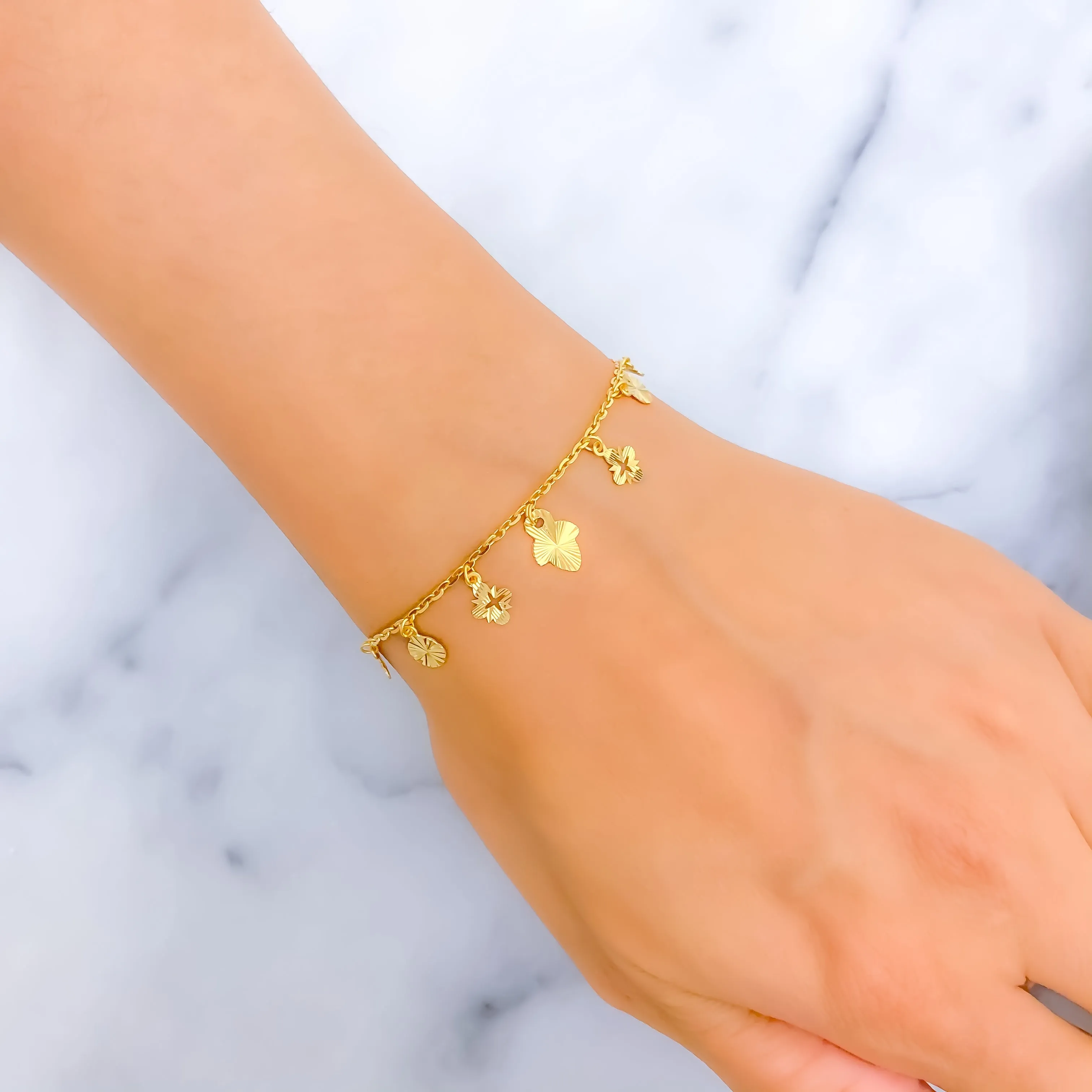 Trendy Stately 22K Gold Charm Bracelet