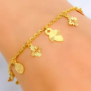 Trendy Stately 22K Gold Charm Bracelet