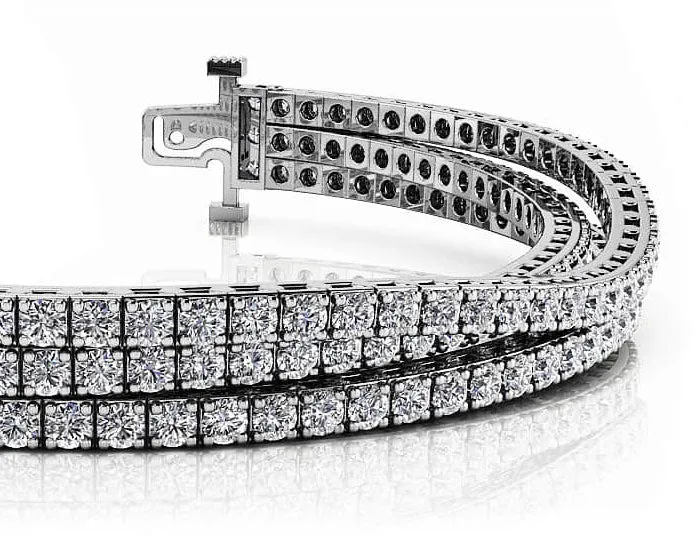 Triple Strand Flexible Diamond Tennis Diamond Bracelet with 9.90 ct.(finished) 2.5mm